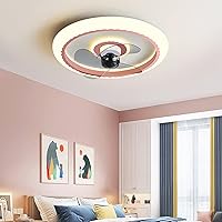 Fans with Ceiling Lights for Bedroom 3 Speed Kids Silent Fan with Remote Control and App Led Dimmable Ceiling Lights with Timer for Living Room Dining Room Fan Lighting/Pink