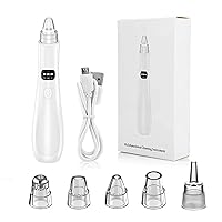 Blackhead Extractor, Blackhead Remover, Skin Tag Removal Kit with 5 Probes, Pore Extractor Portable Pimple Extractor, Rechargeable USB Port 3 Speeds Control for Women and Men White