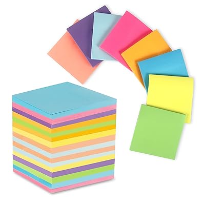 Sticky Notes 3x3 Inches,Bright Colors Self-Stick Pads, Easy to Post for  Home, Office, Notebook, 16 Pads/Pack