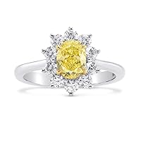 Leibish & co 1.59Cts Yellow Diamond Engagement Halo Ring Set in 18K White Yellow Gold GIA Real Engagement Gift For Her Wedding Loose Stone Anniversary Birthday Natural