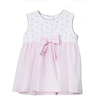 Spotted Short Sleeve Baby Girl Dress Pink/White 100% Peruvian Pima Cotton
