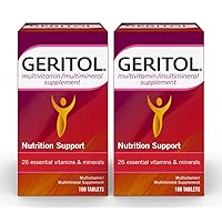 Geritol Multi-Vitamin Nutritional Support Tablets, Balance of 26 essential vitamins and minerals, 100-Count Bottles (Pack of 2)