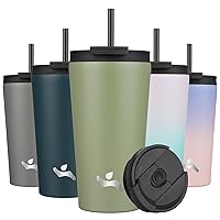 18OZ Insulated Tumbler with Lid and 2 Straws Stainless Steel Water Bottle Vacuum Travel Mug Coffee Cup,ArmyGreen