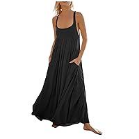 Casual Dresses for Women Summer Halter Neck Sleeveless Dress A Line High Waist Pleated Maxi Dress Beach Vacation Sundress(,)