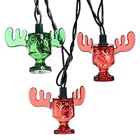 Kurt Adler Plastic 10-Light National Lampoon red and Green Wally World Moose Mug Light Set