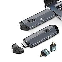 【2024 Upgraded】 Wireless HDMI Transmitter and Receiver 4K, Portable Wireless HDMI Extender Supported 98FT Range, Plug & Play, 2.4G/5G, Streaming from Laptop/PC/TV Box/Camera to Monitor/Projector/HDTV