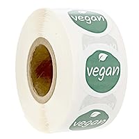 Sage Vegan Stickers / 500 White Gloss Circle Food Labels/Small 1