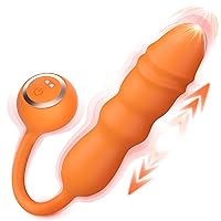 MOOLIGIRL G Spot Vibrator for Woman - Thrusting Dildo Vibrator 10 Vibrating 9 Thrusting Adult Sex Toy Vibrator for Woman Vagina Clitoral Nipple Anal Stimulator Waterproof Orange