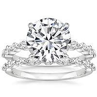 Engagement Ring, 5 CT Moissanite, 10K White Gold, Round Cut Solitaire