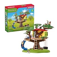 Schleich Farm World — Adventure Tree House Playset, 60-Piece Detailed Tree House Play Set with Tire Swing, 2 Child Figurines and Animal Figurines, Farmer Toys for Kids Ages 3+