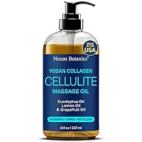 Anti Cellulite Massage Oil 8 fl oz - Vegan Collagen Cellulite Remover Cream for Thighs and Butt - Reduce Cellulite on Legs - Suitable for Women and Men - Nexon Botanics