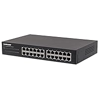 Intellinet 24 Port Gigabit Ethernet Switch, Unmanaged, 10/100/1000 Mbps Ports, Rackmount & Desktop, Sturdy Metal Design, Fanless Quiet, EEE, Flow Control – 3 Yr Mfg Warranty - 561273
