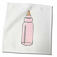 3dRose Susans Zoo Crew Baby Kid Designs - Baby Bottle Pink Tinted - Towels (twl-175710-3)
