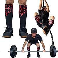 UNBROKENSHOP Shin Sleeves Pro Red 7mm Neoprene, Weightlifting, Deadlift, Rope Climb, Box Jumps for Men and Women, A Pair