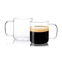 Moretoes Glass Coffee Mugs Set of 2, 16oz Large Capacity Clear Glass Coffee Cups with Handles for Coffee, Tea, Milk and More