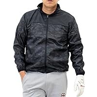 TopIsm Men's Golf Jacket, Golf Wear, Fleece Lined, Water Repellent, Outerwear, Blouson, Stand Neck, Zip-up, Total Pattern, Warm, Cold Protection, Autumn and Winter, Camouflage