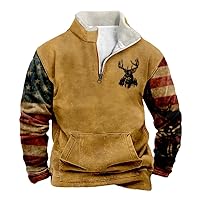 Aztec Sweatshirts for Men Casual Long Sleeve 1/4 Zip Pullover Sweaters Fleece Stand Collar Tops S-5XL