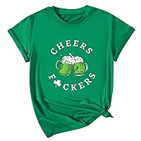 Women's St Patrick's Day T-Shirt Green Irish Shamrock T-Shirt Lucky Clover Shamrock Letter Print Casual Short Sleeve Tee Top