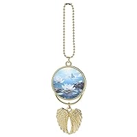 White Lotus Flower and Stone with Butterfly Car Hanging Ornaments Cute Rearview Mirror Swing Pendant Auto Interior Decorations