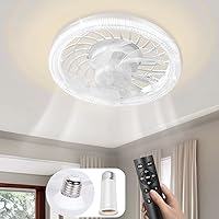 Ceiling Fans with Lights and Remote - Socket Fan Light Dimmable Modern Small Ceiling Fan With Light Low Profile Ceiling Fans Lights for Bedroom, Living Room, Kitchen, Dining Room, Home