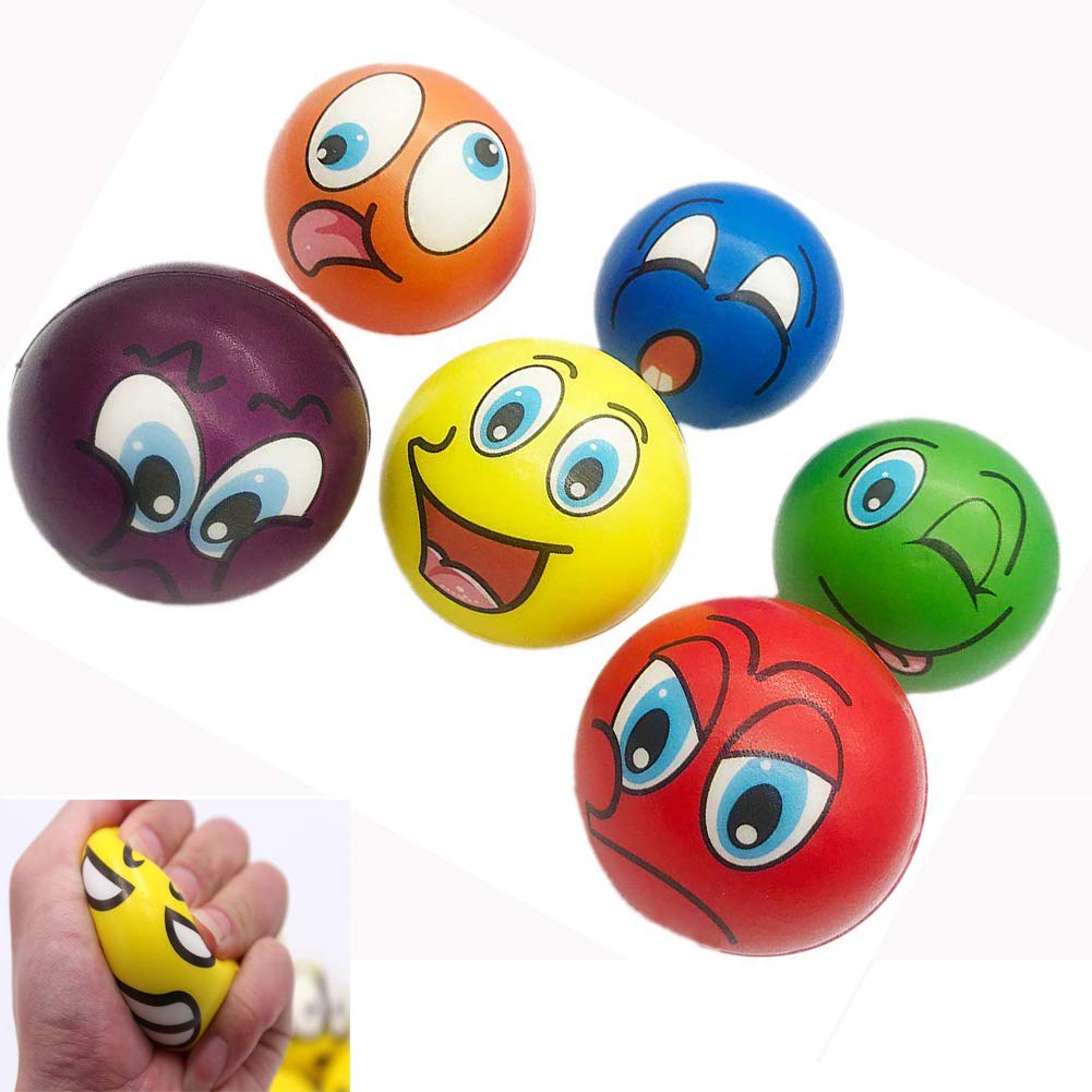 Mydio Set of 24 Stress Balls Stress Reliver Party Favor Soft PU Ball Assorted Colors Random Pattern Party Toys Kids Play Ball Tent Ball Toddler Ball 24 Pack