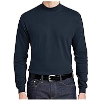 Upscale Men's Long Sleeve 100% Cotton Interlock Knit Mock Turtleneck Shirt - Black