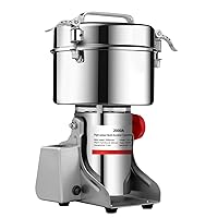 2000gram Electric Grain Grinder Stainless Steel Pulverizer Grinding Machine Commercial Cereals Grain Mill for Kitchen Herb Spice Pepper Coffee with LCD Digital Display