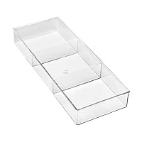 3 Section Small Easy Clean Clear Plastic Resin Drawer Organizer