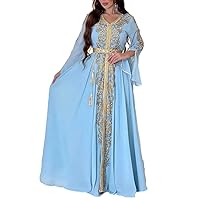 Eid Muslim Party Dress for Women Emboridery Morocco Dress Arab Long Robe