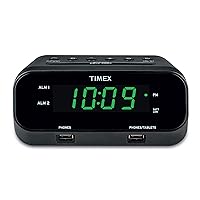 Timex Alarm Clock with USB Charging Station, RediSet Digital Clock for Bedroom with Dual Alarms, Programmable Snooze, Nap Timers, 5W and 10W USB Hub for iPhone and Samsung Devices (T129BQ), Black