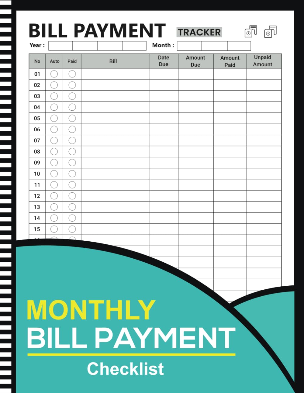 Bill Tracker Notebook: Monthly Bill Payment Checklist Planner For Budgeting Financial Log Book ( 105 Pages 