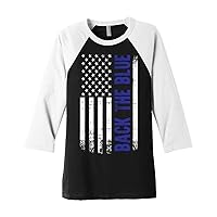 Threadrock Back The Blue American Flag Unisex Raglan T-Shirt