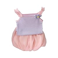 Summer New Sleeveless Striped Flower Sling + Cute Solid Color Shorts Fashion Girl Suit 03 Months Baby Girl Clothes