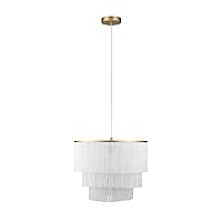 Globe Electric 61093 Janis Pendant Lighting, White with Fringe, Bulb Not Included