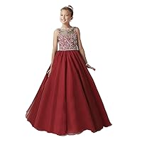 Little Girls Sheer Neck Crystals Beadings Princess Pageant Dresses
