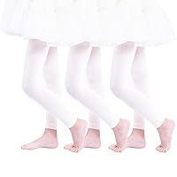 3 Pairs Girl's Microfiber Footless Tights, Girls Dance Tights Footless