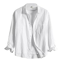 Icegrey Long Sleeve Casual Shirts Youth Breathable Cotton and Linen Loose Shirt