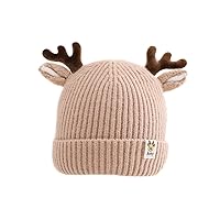 Warm Winter Hat for Baby Boy Soft Thick Knitted Hat Cap with Cute Deer Horn Fashion Beanies Cap for Kids