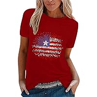 American Flag Shirt for Women Patriotic Shirt July 4th Tops Tees USA Flag Cute Short Sleeve Summer T-Shirts