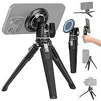NEEWER Magnetic Phone Tripod Set Compatible with MagSafe iPhone 15 Pro Max 14 13 12 Series, Single Hand Grip Selfie Stick Metal Tabletop Mini Tripod with 360° Ball Head, 1/4