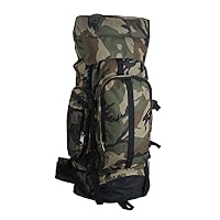 Large Camouflage Backpack for Hiking and Mountaineering - 600D Polyester - Water-Resistant, Hard Bottom, Many Zippered Elastic and Mesh Pockets - 13
