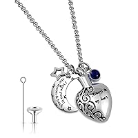 YOUFENG Urn Necklaces for Ashes Always in My Heart Love You to the Moon and Back 12 Birthstones Styles Necklace