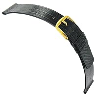 16mm Name Brand Genuine Teju Lizard Black Flat Unstitched Watch Band