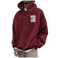 Hoodies For Men Big And Tall Thermal Letter Print Men'S Loose Hooded Casual Fashion Sports Sweatshirt Pullover