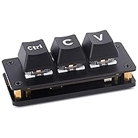 waveshare Ctrl C/V Shortcut 3-Key Keyboard for Programmers, Adopts RP2040 Chip with Programmable Custom Key Functions and RGB LED Effect, Dual Type-C Ports, Plug and Play Driver Free (Acrylic Cover)