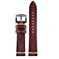 Handmade Genuine Leather Watch Strap 20mm 22mm24 For Rolex Citizen Omega MIDO HUAWEI GT men's Watchband Brown blue green grey (Color : 26mm, Size : 22mm)