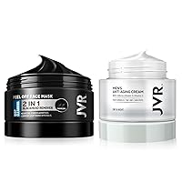 JVR Blackhead Remover Mask and Men's Face Moisturizer Cream Anti-Aging Cream For Men, Charcoal Peel Off Black Mask, Facial Mask Purifying and Deep Cleansing for All Skin Types