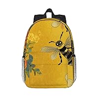 Welcome Bees Print Backpack for Women Men Lightweight Laptop Bag Casual Daypack Laptop Backpacks 15 Inch