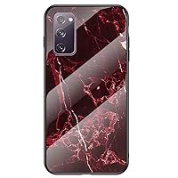 XYX Compatible with Samsung S20 FE Case, [Tempered Glass Back] Marble Pattern Lightweight Slim Phone Protective Cover for Galaxy S20 FE/S20 FE 5G, Blood Red
