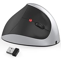 Vertical Mouse Wireless, 2.4GHz Gaming Vertical Mouse Ergonomic Design Mouse 2400 DPI, Prevention Wrist Pain USB Mice for Laptop PC (Silver)